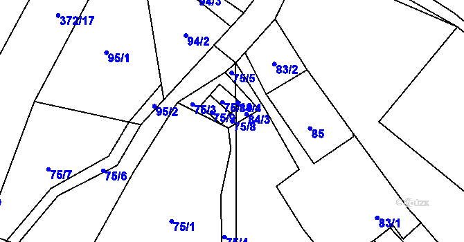 Parcela st. 75/8 v KÚ Poruba nad Bečvou, Katastrální mapa