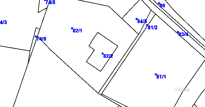Parcela st. 82/2 v KÚ Poruba nad Bečvou, Katastrální mapa