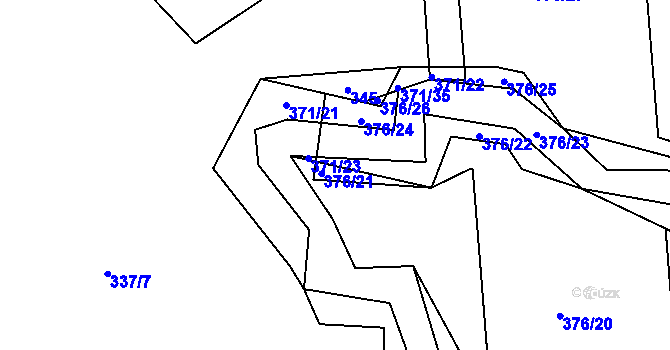 Parcela st. 376/21 v KÚ Poruba nad Bečvou, Katastrální mapa