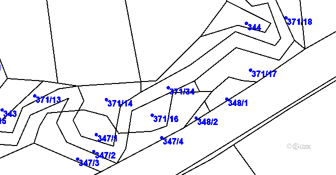 Parcela st. 371/34 v KÚ Poruba nad Bečvou, Katastrální mapa