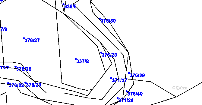 Parcela st. 376/28 v KÚ Poruba nad Bečvou, Katastrální mapa