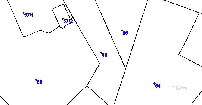 Parcela st. 56 v KÚ Poruba nad Bečvou, Katastrální mapa