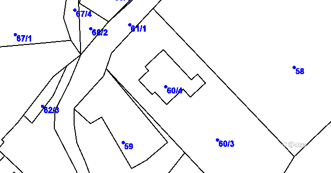 Parcela st. 60/4 v KÚ Poruba nad Bečvou, Katastrální mapa