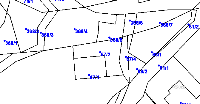 Parcela st. 67/2 v KÚ Poruba nad Bečvou, Katastrální mapa