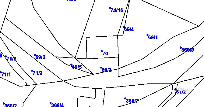 Parcela st. 70 v KÚ Poruba nad Bečvou, Katastrální mapa