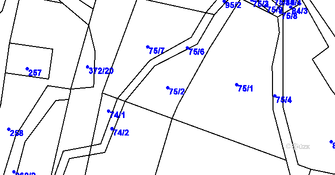 Parcela st. 75/2 v KÚ Poruba nad Bečvou, Katastrální mapa