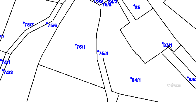 Parcela st. 75/4 v KÚ Poruba nad Bečvou, Katastrální mapa
