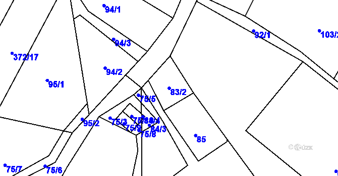 Parcela st. 83/2 v KÚ Poruba nad Bečvou, Katastrální mapa