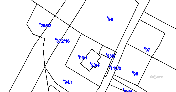 Parcela st. 93/2 v KÚ Poruba nad Bečvou, Katastrální mapa