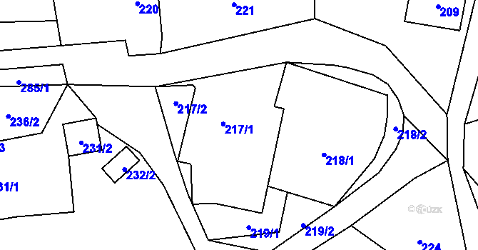 Parcela st. 217/1 v KÚ Poruba nad Bečvou, Katastrální mapa