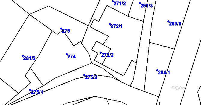 Parcela st. 272/2 v KÚ Poruba nad Bečvou, Katastrální mapa