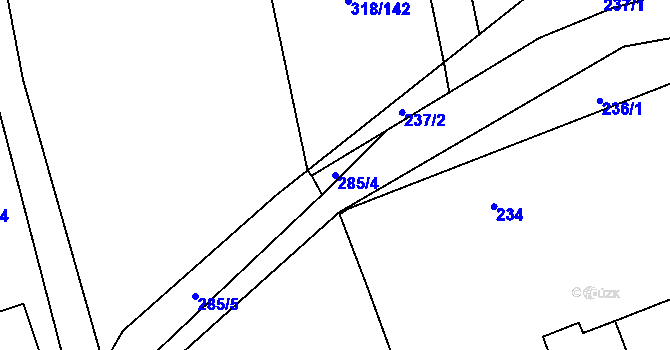 Parcela st. 285/4 v KÚ Poruba nad Bečvou, Katastrální mapa