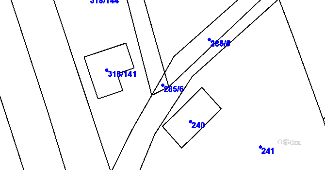 Parcela st. 285/6 v KÚ Poruba nad Bečvou, Katastrální mapa