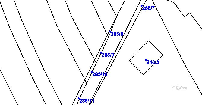 Parcela st. 285/9 v KÚ Poruba nad Bečvou, Katastrální mapa