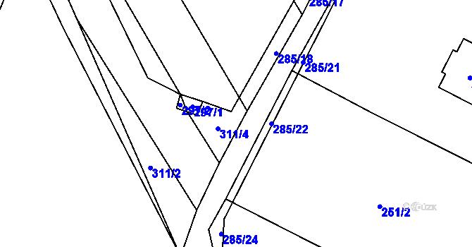 Parcela st. 285/20 v KÚ Poruba nad Bečvou, Katastrální mapa