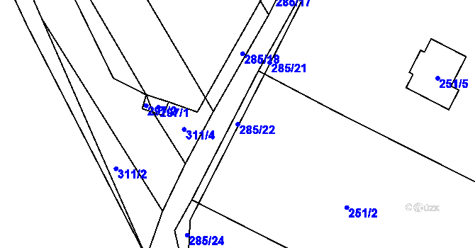 Parcela st. 285/22 v KÚ Poruba nad Bečvou, Katastrální mapa