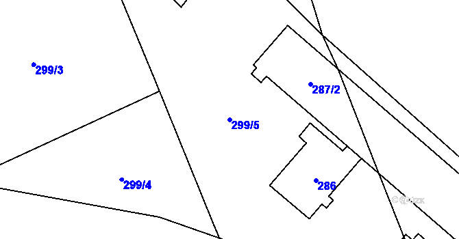 Parcela st. 299/5 v KÚ Poruba nad Bečvou, Katastrální mapa