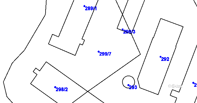 Parcela st. 299/7 v KÚ Poruba nad Bečvou, Katastrální mapa