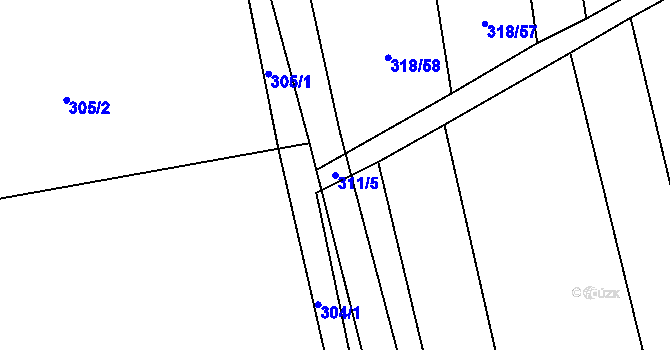 Parcela st. 311/5 v KÚ Poruba nad Bečvou, Katastrální mapa