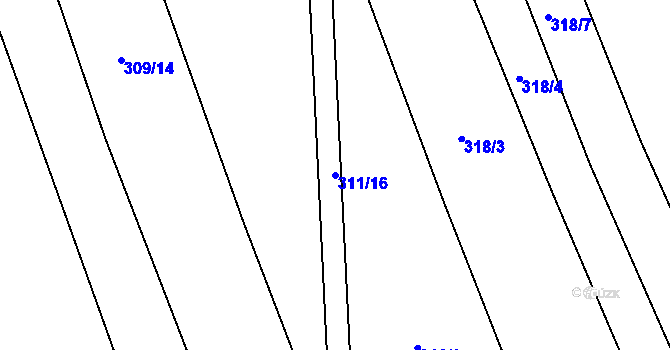 Parcela st. 311/16 v KÚ Poruba nad Bečvou, Katastrální mapa
