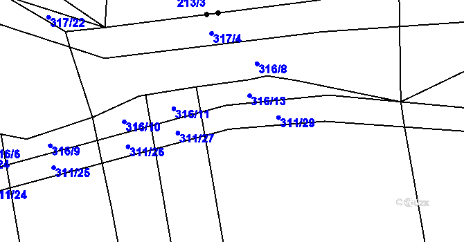 Parcela st. 311/28 v KÚ Poruba nad Bečvou, Katastrální mapa