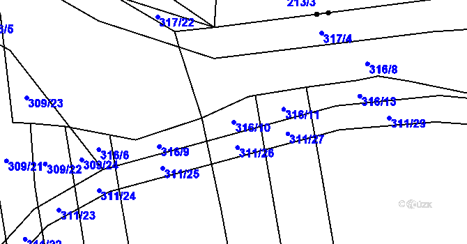 Parcela st. 316/10 v KÚ Poruba nad Bečvou, Katastrální mapa