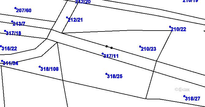 Parcela st. 317/11 v KÚ Poruba nad Bečvou, Katastrální mapa
