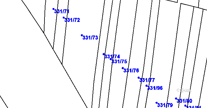 Parcela st. 331/74 v KÚ Poruba nad Bečvou, Katastrální mapa