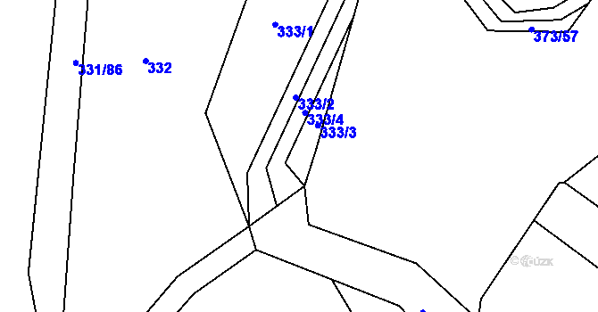Parcela st. 333/3 v KÚ Poruba nad Bečvou, Katastrální mapa