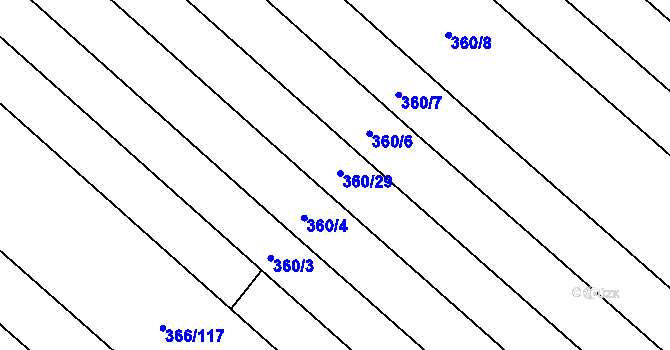 Parcela st. 360/5 v KÚ Poruba nad Bečvou, Katastrální mapa