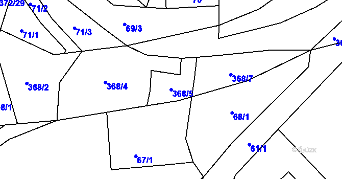 Parcela st. 368/5 v KÚ Poruba nad Bečvou, Katastrální mapa