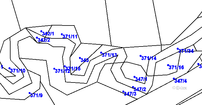 Parcela st. 371/13 v KÚ Poruba nad Bečvou, Katastrální mapa