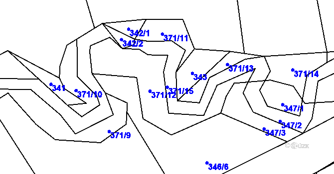Parcela st. 371/15 v KÚ Poruba nad Bečvou, Katastrální mapa