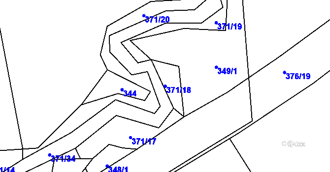 Parcela st. 371/18 v KÚ Poruba nad Bečvou, Katastrální mapa