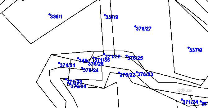 Parcela st. 371/22 v KÚ Poruba nad Bečvou, Katastrální mapa