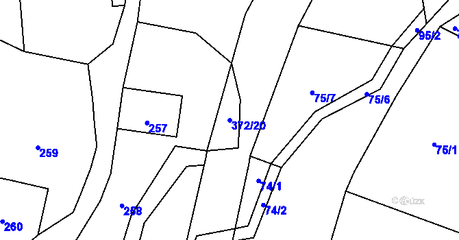 Parcela st. 372/20 v KÚ Poruba nad Bečvou, Katastrální mapa