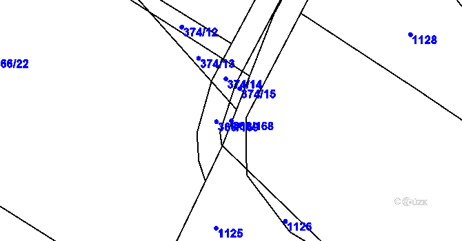Parcela st. 366/168 v KÚ Poruba nad Bečvou, Katastrální mapa