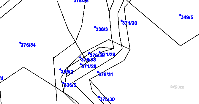 Parcela st. 371/29 v KÚ Poruba nad Bečvou, Katastrální mapa