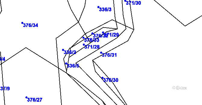 Parcela st. 376/31 v KÚ Poruba nad Bečvou, Katastrální mapa