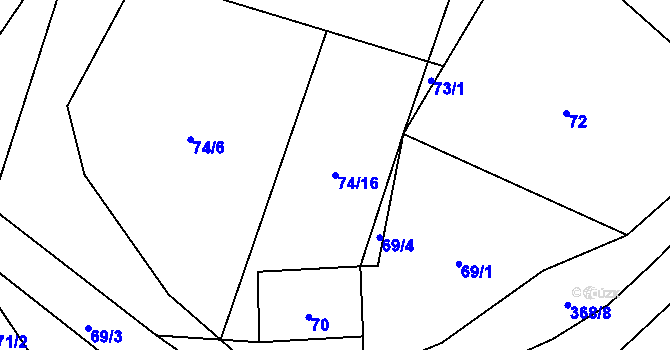 Parcela st. 74/16 v KÚ Poruba nad Bečvou, Katastrální mapa