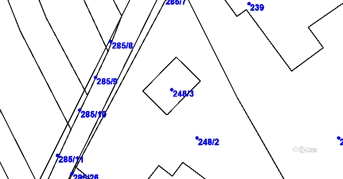 Parcela st. 248/3 v KÚ Poruba nad Bečvou, Katastrální mapa