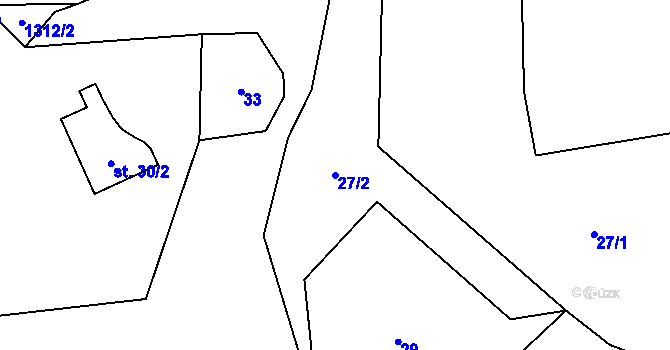 Parcela st. 27/2 v KÚ Pořešice, Katastrální mapa