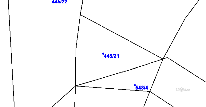 Parcela st. 445/21 v KÚ Pořešice, Katastrální mapa