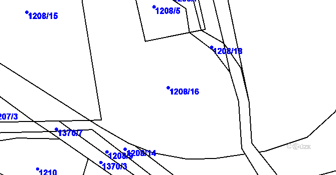 Parcela st. 1208/16 v KÚ Pořešice, Katastrální mapa
