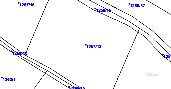 Parcela st. 1257/13 v KÚ Pořešice, Katastrální mapa