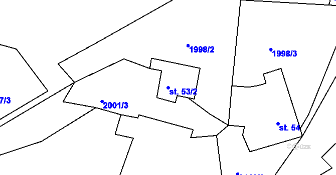 Parcela st. 53/2 v KÚ Pořešín, Katastrální mapa