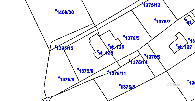 Parcela st. 125 v KÚ Pořešín, Katastrální mapa