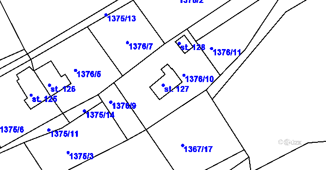 Parcela st. 127 v KÚ Pořešín, Katastrální mapa