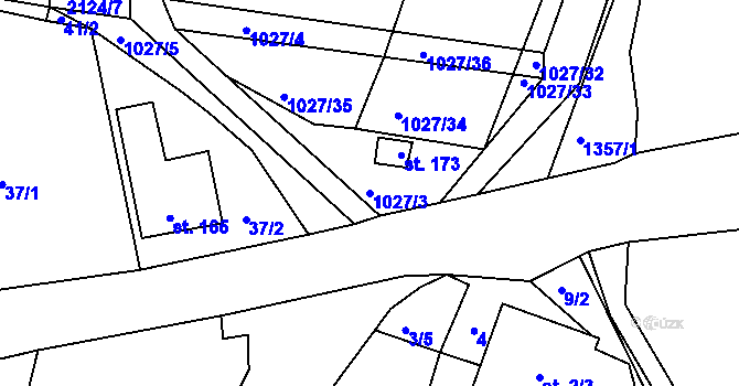 Parcela st. 1027/3 v KÚ Pořešín, Katastrální mapa