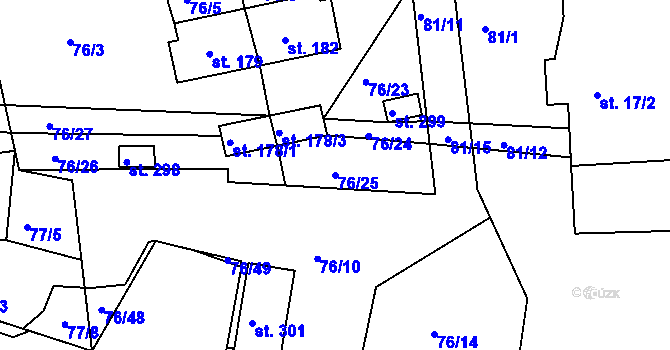 Parcela st. 76/25 v KÚ Pořešín, Katastrální mapa